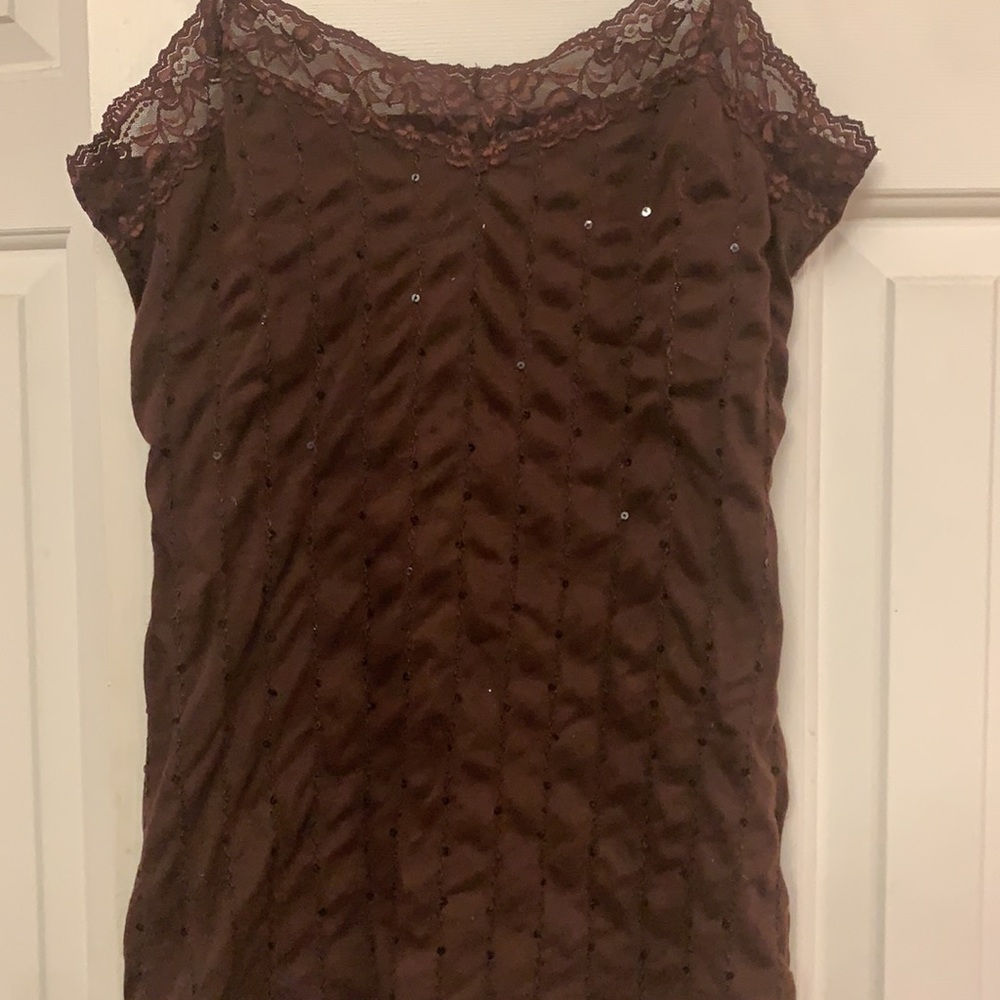Self Esteem Brown Lace-Trim Cami Tank Top - Picture 3 of 12